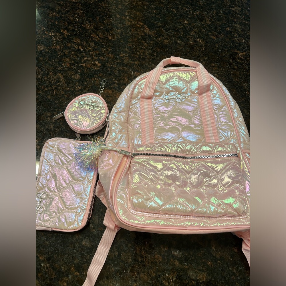 NWOT Jessica Simpson heart quilted backpack sets